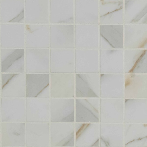 Msi Calacatta Ivory SAMPLE Polished Porcelain Mesh-Mounted Mosaic Tile ZOR-PT-0399-SAM - main